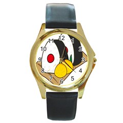 Sushi Food Japans Round Gold Metal Watch