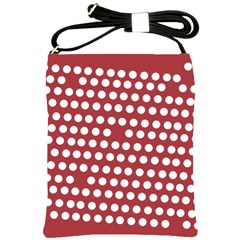 Pink White Polka Dots Shoulder Sling Bags by Mariart