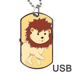 Happy Cartoon Baby Lion Dog Tag Usb Flash (two Sides) by Catifornia