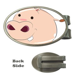 Happy Cartoon Baby Hippo Money Clips (oval)  by Catifornia