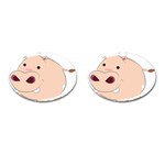 Happy Cartoon Baby Hippo Cufflinks (Oval) Front(Pair)