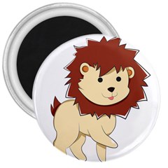 Happy Cartoon Baby Lion 3  Magnets by Catifornia