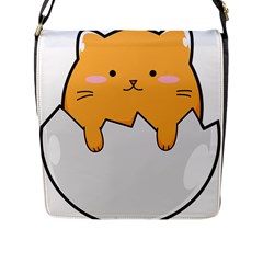 Yellow Cat Egg Flap Messenger Bag (l)  by Catifornia