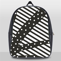 Ambiguous Stripes Line Polka Dots Black School Bags (xl)  by Mariart