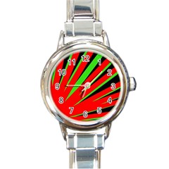 Rays Light Chevron Red Green Black Round Italian Charm Watch