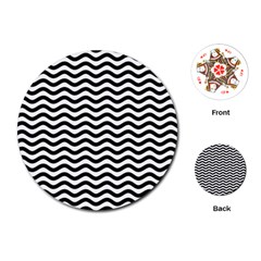 Waves Stripes Triangles Wave Chevron Black Playing Cards (round)  by Mariart