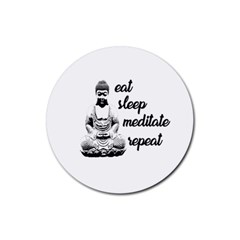 Eat, Sleep, Meditate, Repeat  Rubber Round Coaster (4 Pack)  by Valentinaart