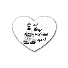 Eat, Sleep, Meditate, Repeat  Rubber Coaster (heart)  by Valentinaart