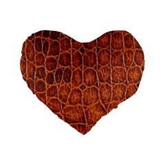 Crocodile Skin Texture Standard 16  Premium Heart Shape Cushions by BangZart