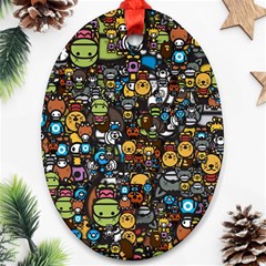 Many Funny Animals Ornament (oval) by BangZart