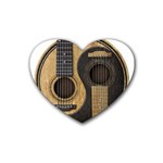 Old And Worn Acoustic Guitars Yin Yang Rubber Coaster (Heart)  Front