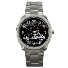 Motorcycle Old School Sport Metal Watch by Valentinaart