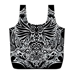 Tattoo Tribal Owl Full Print Recycle Bags (l)  by Valentinaart