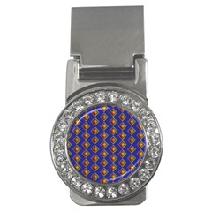 Blue Geometric Losangle Pattern Money Clips (cz)  by paulaoliveiradesign