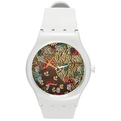 Art Traditional Flower  Batik Pattern Round Plastic Sport Watch (m) by BangZart