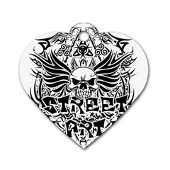 Tattoo Tribal Street Art Dog Tag Heart (one Side) by Valentinaart