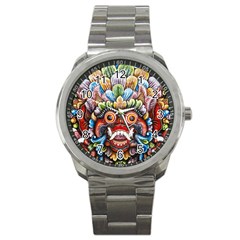 Wood Sculpture Bali Logo Sport Metal Watch by BangZart