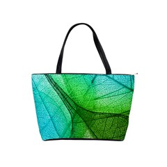 Sunlight Filtering Through Transparent Leaves Green Blue Shoulder Handbags by BangZart