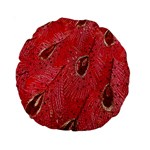 Red Peacock Floral Embroidered Long Qipao Traditional Chinese Cheongsam Mandarin Standard 15  Premium Round Cushions Front