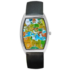 World Map Barrel Style Metal Watch by BangZart