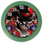 Confederate Flag Usa America United States Csa Civil War Rebel Dixie Military Poster Skull Color Wall Clocks Front