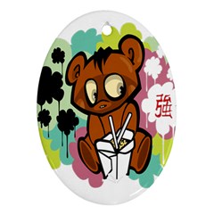 Bear Cute Baby Cartoon Chinese Ornament (oval) by Nexatart