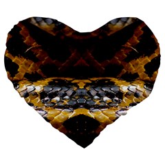 Textures Snake Skin Patterns Large 19  Premium Flano Heart Shape Cushions by BangZart