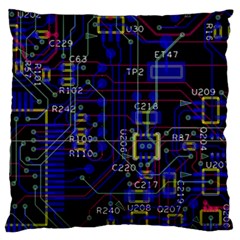 Technology Circuit Board Layout Large Flano Cushion Case (two Sides) by BangZart