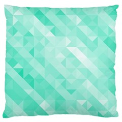 Bright Green Turquoise Geometric Background Large Flano Cushion Case (one Side) by TastefulDesigns