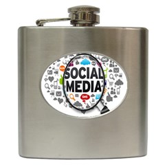 Social Media Computer Internet Typography Text Poster Hip Flask (6 Oz) by BangZart