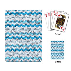 Baby Blue Chevron Grunge Playing Card by designworld65