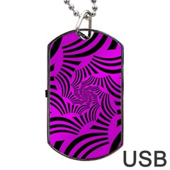 Black Spral Stripes Pink Dog Tag Usb Flash (two Sides) by designworld65