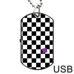 Dropout Purple Check Dog Tag Usb Flash (one Side) by designworld65