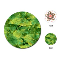 Green Springtime Leafs Playing Cards (round)  by designworld65