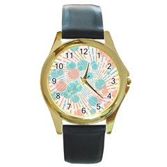 Bubbles Round Gold Metal Watch by linceazul