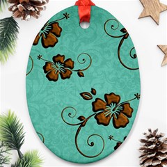 Chocolate Background Floral Pattern Oval Ornament (two Sides) by Nexatart