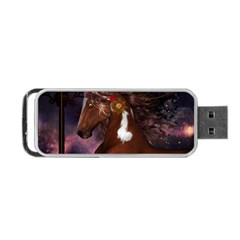 Steampunk Wonderful Wild Horse With Clocks And Gears Portable Usb Flash (one Side) by FantasyWorld7