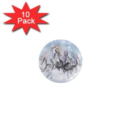 Awesome Running Horses In The Snow 1  Mini Magnet (10 Pack)  by FantasyWorld7