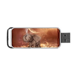 Cute Baby Elephant On A Jetty Portable Usb Flash (two Sides) by FantasyWorld7