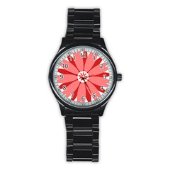 Sunflower Flower Floral Red Stainless Steel Round Watch