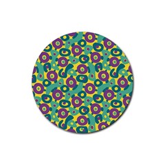 Discrete State Turing Pattern Polka Dots Green Purple Yellow Rainbow Sexy Beauty Rubber Round Coaster (4 Pack) 