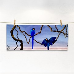 Wonderful Blue  Parrot Looking To The Ocean Hand Towel by FantasyWorld7