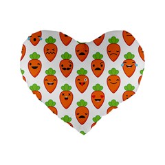 Seamless Background Carrots Emotions Illustration Face Smile Cry Cute Orange Standard 16  Premium Flano Heart Shape Cushions