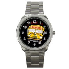 Back To School - School Bus Sport Metal Watch by Valentinaart