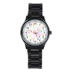 Rainbow Green Purple Pink Red Blue Pattern Zommed Stainless Steel Round Watch