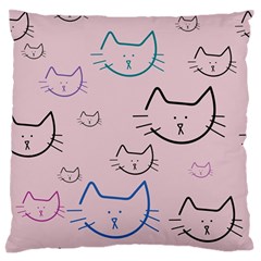 Cat Pattern Face Smile Cute Animals Beauty Large Flano Cushion Case (one Side)