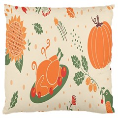 Happy Thanksgiving Chicken Bird Flower Floral Pumpkin Sunflower Standard Flano Cushion Case (two Sides)