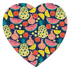 Fruit Pineapple Watermelon Orange Tomato Fruits Jigsaw Puzzle (heart) by Mariart