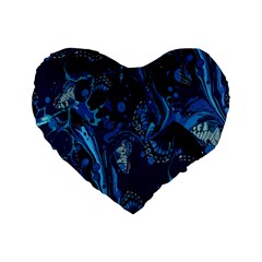 Pattern Butterfly Blue Stone Standard 16  Premium Heart Shape Cushions