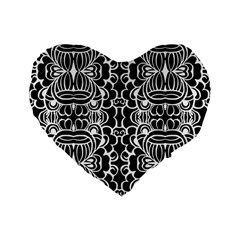 Psychedelic Pattern Flower Black Standard 16  Premium Flano Heart Shape Cushions